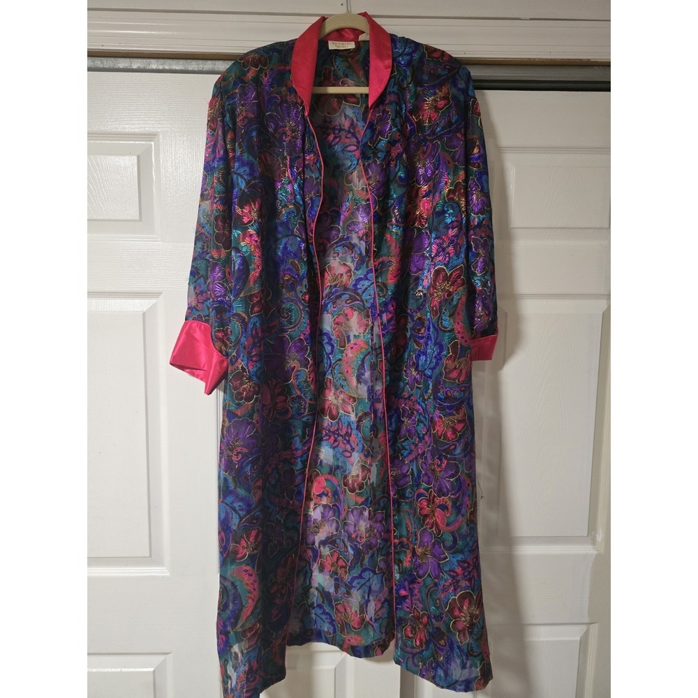 Victoria's Secret Gold Label Vintage Robe M/L Relaxed Multicolor‎ Floral Burnout